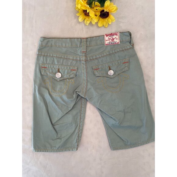 Y2K True Religion Joey Short Big Row 27" Waist USA Made Jeans - Picture 2 of 8